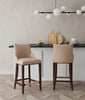 Shubert Modern Wood Upholstered Barstool in Tan - Set of 2 | Tabouret de bar moderne en bois avec revetement en tissu couleur beige Shubert - Lot de 2
