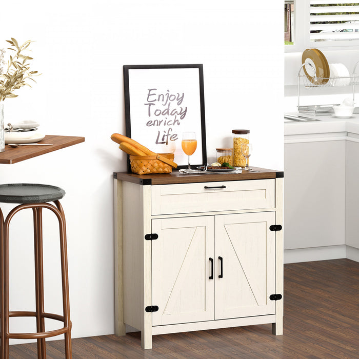 HOMCOM Farmhouse Sideboard Buffet Cabinet with Drawer and Adjustable Shelf