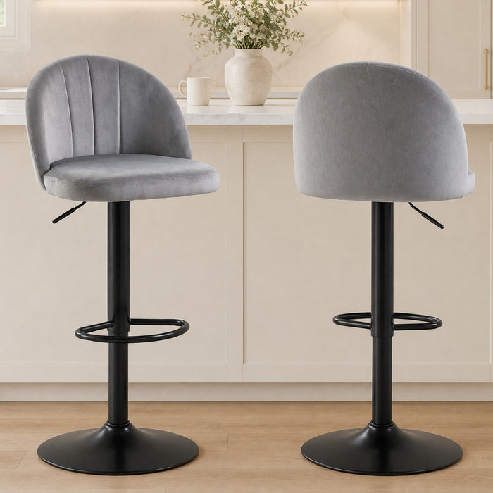 HOMCOM Bar Stools Set of 2, Swivel Counter Height Barstools, Grey