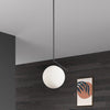 Dainolite Orion 1 Light Pendant Matte Black Opal White Glass Lamp|Luminaire suspendu Orion de Dainolite en verre blanc opale, avec fini noir mat et 1 ampoule
