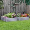 Outsunny 39" X 39" X 12" Set Of 2 Raised Garden Bed, Elevated Planter Box With Galvanized Steel Fram|Outsunny - Jardiniere Surelevee Pour Fleurs - Lot De 2 - Gris