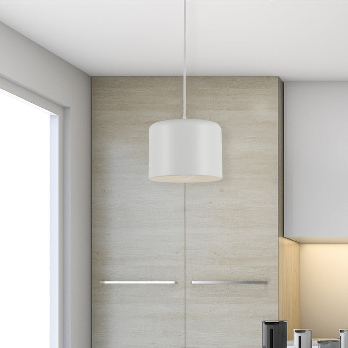 Dainolite Emilia 1 Light Pendant Matte White And Shade Lamp