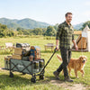 Outsunny Wagon Cart Foldable, Collapsible Wagon Cart with Removable Liner, Handle, Wheels, Steering Axle for Home & Garden, 72L & 198 LBS Capacity, Green