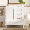 Oliver Solid Wood Bathroom Vanity with Sink Combo and Smart Storage, White | Oliver Meuble-lavabo de salle de bain en bois massif avec lavabo integre et rangement intelligent, blanc