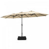 Costway 15 Ft Patio Double Sided Umbrella Outdoor Market Umbrella Beige