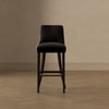 Beever Modern Chenille Wood Upholstered Barstool in Black | Tabouret de bar moderne Beever en bois et chenille, revetement noir