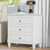 U_Style 28 Inch Painted Nightstand with 3 Smooth-Glide Drawers and Rubberwood Legs, White | U_Style Table de Nuit Peinte 28 po avec 3 Tiroirs a Glissiere Douce et Pieds en Bois de Caoutchouc, Blanc