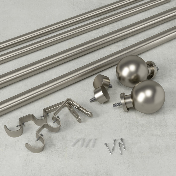Umbra Bolas Nickel Expandable Double 1\" and 3/4\" Curtain Rod - 72\"-144\" 