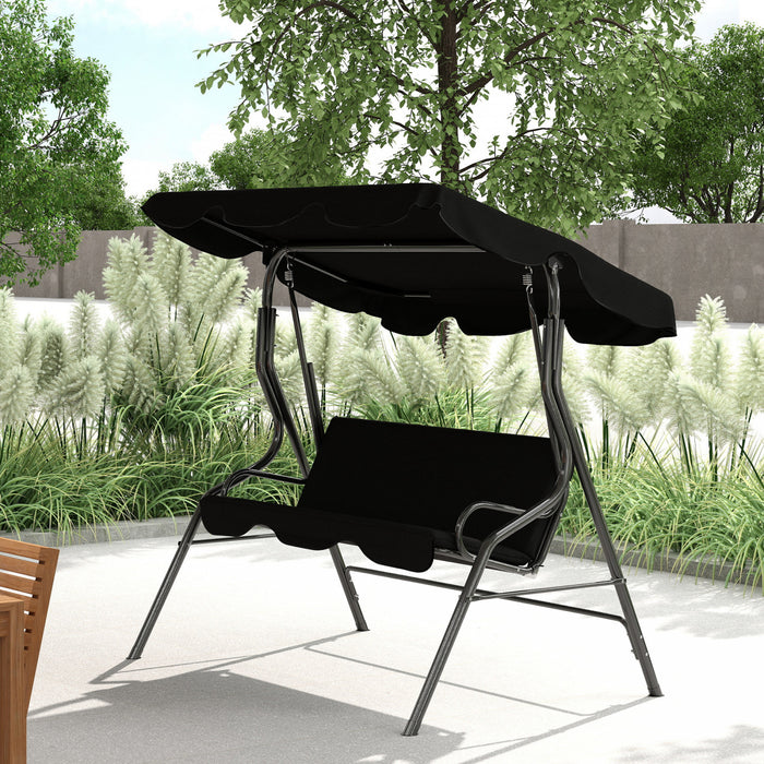 Outsunny 3-Seat Patio Swing, Outdoor Swing with Adjustable Canopy