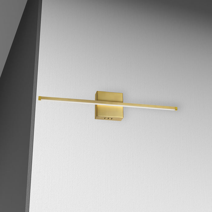 Dainolite Array LED Wall Sconce Horizontal 19w Aged Brass White Acrylic Diffuser Lamp