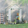 Outsunny 3-tier Mini Greenhouse, Walk-in Greenhouse, Garden Hot House With 4 Shelves, Roll-up Door A|Outsunny Mini Serre 56" X 29" X 77", Serre De Jardin Avec 4 Etageres, Porte Enroulable Et Couverture
