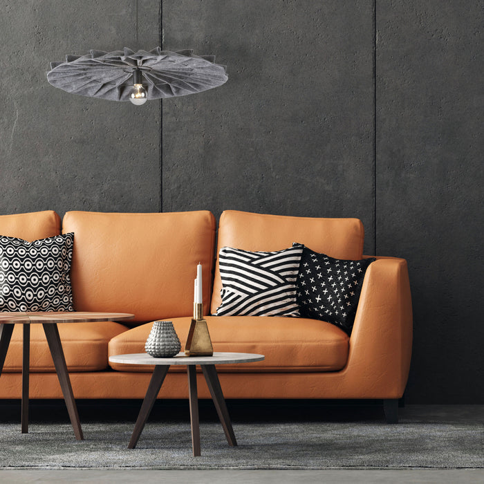 Dainolite Plegado 1 Light Pendant Matte Black Grey Felt Shade Lamp