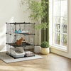 PawHut 3 Tier Cat Cage Crate, DIY Pet Playpen with 3 Doors, Ladders, Hammock, Platforms, Indoor Playpen for Kittens, Squirrel, Rabbit, Black