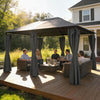 Outsunny 10' x 13' Outdoor Patio Gazebo w/ Steel Frame, Curtains, Dark Grey