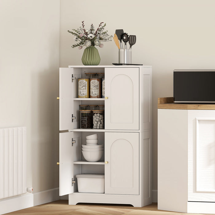 HOMCOM 43\" Kitchen Pantry Cabinet, Modern 4-Tier Storage Cabinet, White
