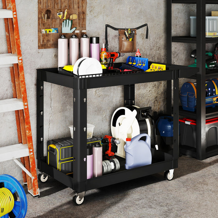 Homcom 2-tier Rolling Tool Cart, 500 Lbs Capacity Utility Cart, Black