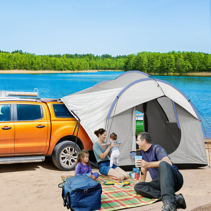 Outsunny Car Camping Tent with 3 Doors, 2000mm Waterproof, Grey and Blue