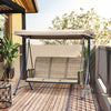 Outsunny 3 Person Outdoor Porch Swing Chair W/ Adjustable Canopy, Brown|Chaise Pivotante Outsunny Pour 3 Personnes Avec Dossier Haut, Poches Laterales Et Auvent Reglable Po