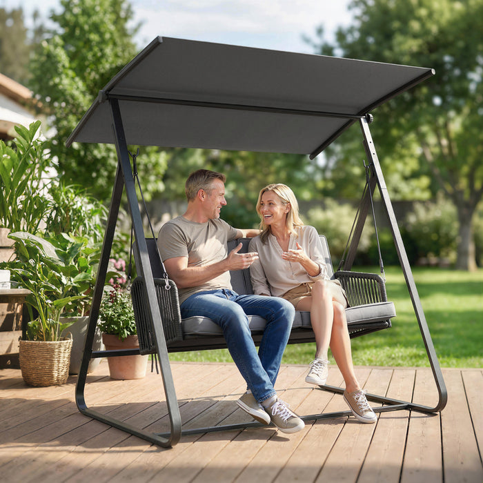 Outsunny 2-Person Outdoor Patio Porch Swing with Adjustable Canopy