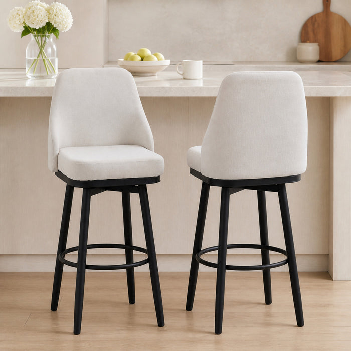 HOMCOM Bar Height Bar Stools Set of 2 360° Swivel Barstools with Steel Legs