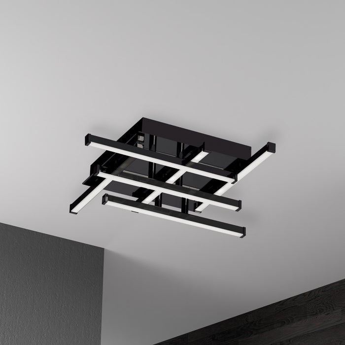 Dainolite Summit LED Flush Mount 18w Matte Black White Acrylic Diffuser Lamp