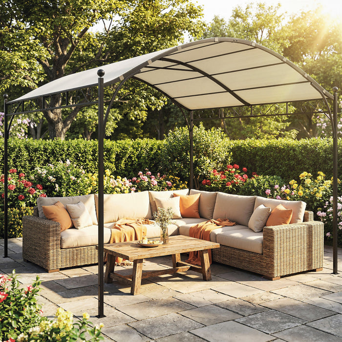 Outsunny 10' x 10' Pergola UV30+ Canopy Steel Frame, Cream White