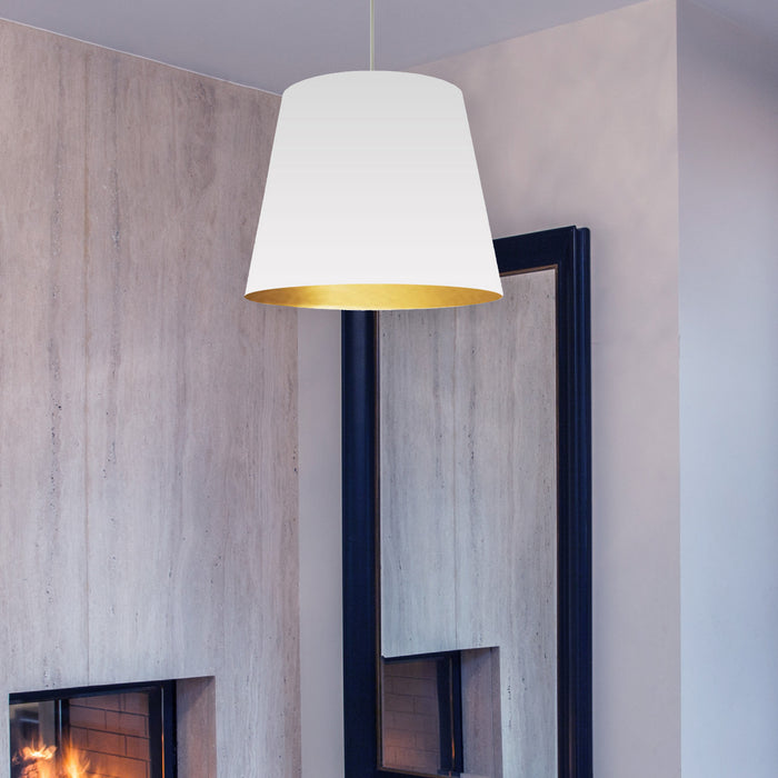 Dainolite Oversized Drum 1 Light Pendant Medium White/Gold Shade Lamp