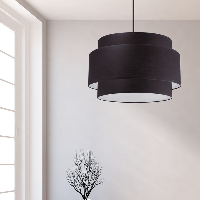 Dainolite Priya 4 Light Chandelier Small Matte Black Black/White Shade Lamp