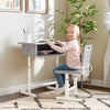 Qaba Kids Desk and Chair Set, Height Adjustable Children Study Desk and Chair with Large Drawer, School Writing Study Table for Bedroom and Study Room, Grey