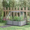 Outsunny Greenhouse With Raised Garden Bed, Steel Outdoor Planter Box, Roll Up Door, Dual Use For Fl|Outsunny Lit De Jardin Sureleve Galvanise De 4' X 3' Avec Mini Housse De Serre En Plastique, Jardini