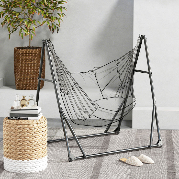 Outsunny Foldable Hammock Stand, 2-in-1 Hammock Chair Stand Only, Black