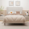 Harper Upholstered Queen Bed Frame with High Headboard, Chenille Fabric - Beige | Cadre de lit Queen Harper rembourre avec tete de lit haute, en tissu chenille, beige