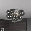 Dainolite Comet 3 Light Flush Mount Polished Chrome Smoked Glass Lamp|Plafonnier affleuré Comet de Dainolite en verre fumé, avec fini chromé poli et 3 ampoules