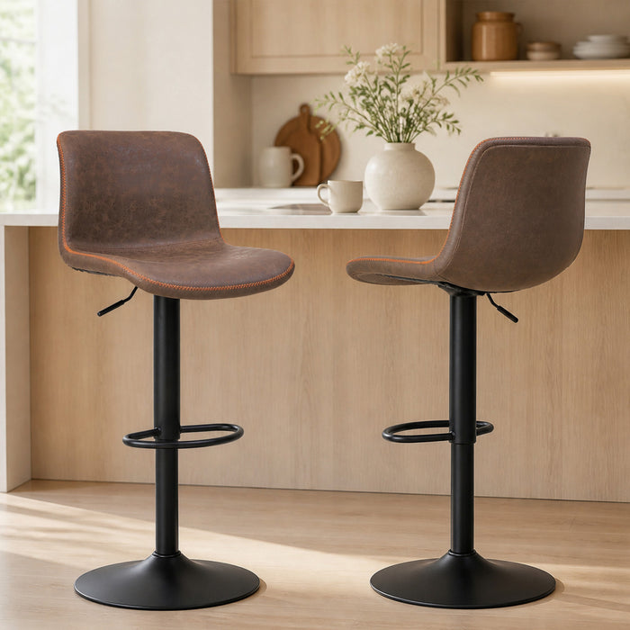 HOMCOM Bar Stools Set of 2, Swivel PU Leather Counter Height Bar Stools