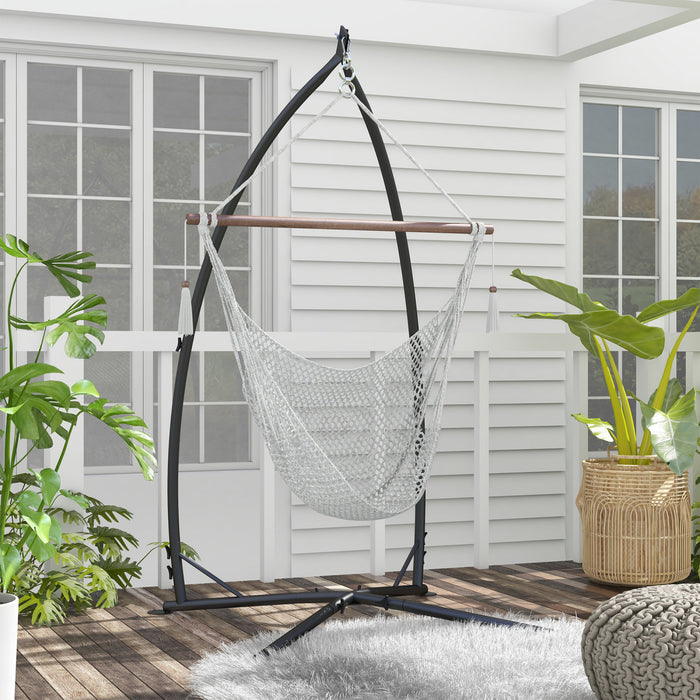 Outsunny Hammock Stand with Steel Frame for Camping Picnic Patio Black