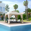 Outsunny 10' X 10' Patio Gazebo Outdoor, Canopy Shelter With Double-tier Roof, Pavilion Sidewalls Fo|Outsunny 10' X 10' Pavillon De Jardin Tonnelle Barnum Gazebo Avec Parois Laterales Beige