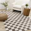 Leopold Checkered Brown White Geometric Area Rug - 6'7" x 9'6"|Carpette géométrique Leopold brune et blanche à motif de carreaux - 6 pi 7 po x 9 pi 6 po