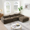 Cloud 116 Inch Modular Sectional Sofa with Ottoman and Legless Design, Brown | Cloud Canape Sectionnel Modulaire 116 po avec Ottoman et Design Sans Pieds, Brun