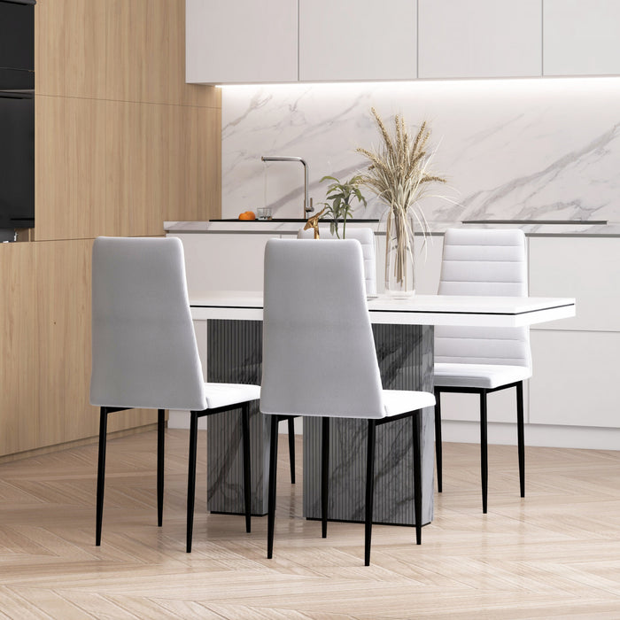HOMCOM Dining Chairs Set of 4, Linen Fabric Upholstered Accent Chairs White