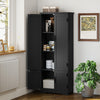 HOMCOM 60" Kitchen Pantry, Kitchen Storage Cabinet with Shelves, Black