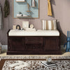 Boyce Solid Wood Storage Bench With 4-door Shoe Cabinet With Cushion -Espresso | Banc De Rangement Boyce En Bois Massif Avec Meuble A Chaussures 4 Portes Et Coussin, Espresso