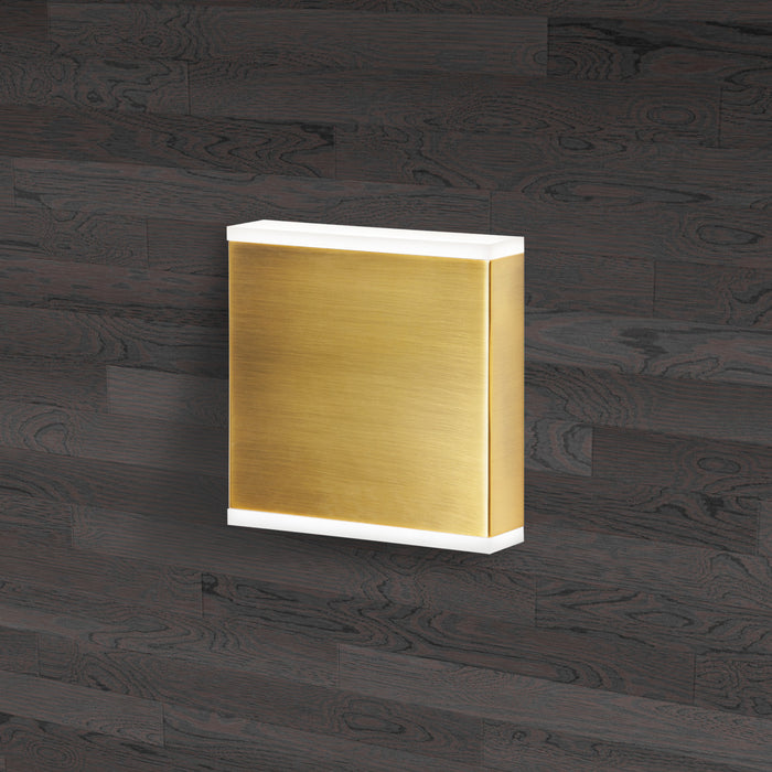 Dainolite Emery LED Wall Sconce 15w Aged Brass Frosted Acrylic Diffuser Lamp