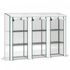 Outsunny Lean-to Mini Greenhouse W/ 3 Tier Shelves, 3 Roll-up Doors, White|Outsunny Mini Serre Adossee Avec 3 Etageres, 3 Portes Enroulables, Blanc