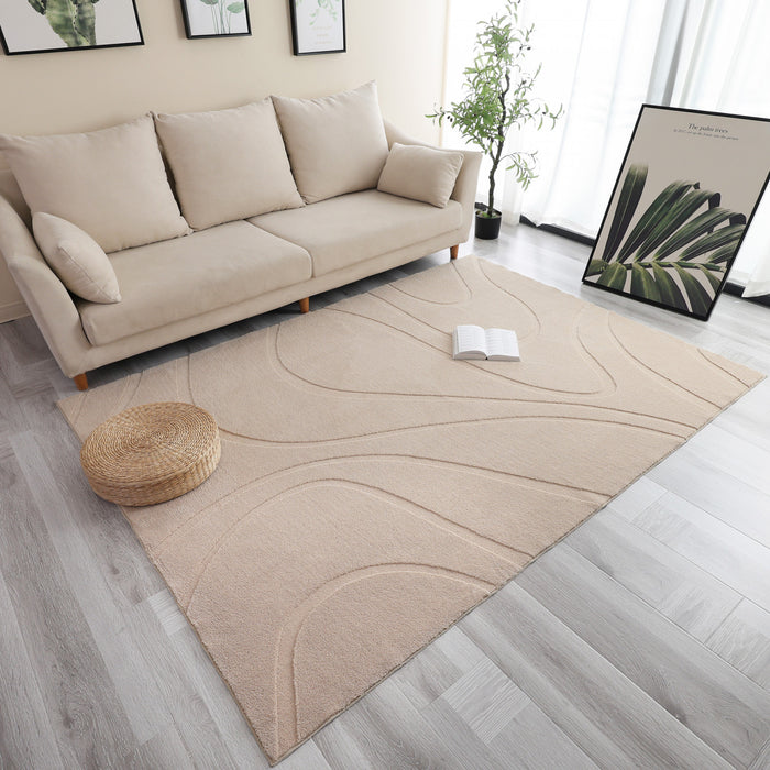 Pearl Hills Beige Washable Shag Area Rug 5'x7' Indoor Area Rug
