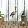 Outsunny Garden Statue Heron, Standing Lawn Sculpture Silver Tone