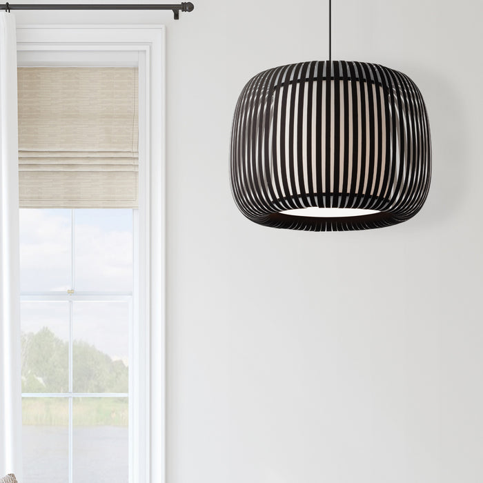 Dainolite Mia 1 Light Pendant Black Slit Shade Lamp