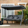 Outsunny 3-Person Patio Swing Chair, Outdoor Porch Swing Bench, Dark Grey