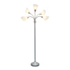 Skye 5 Light Adjustable Gooseneck Floor Lamp, Silver & White, 67"H | Skye Lampadaire a 5 lumieres avec cols de cygne reglables, Argent et Blanc, 67 po H