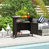 Outsunny Wicker Storage Cabinet, Outdoor Buffet Cabinet, Dark Coffee