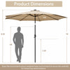 Costway 10 FT 112 LED Solar-Lighted Patio Table Market Umbrella Crank Tilt Outdoor Beige